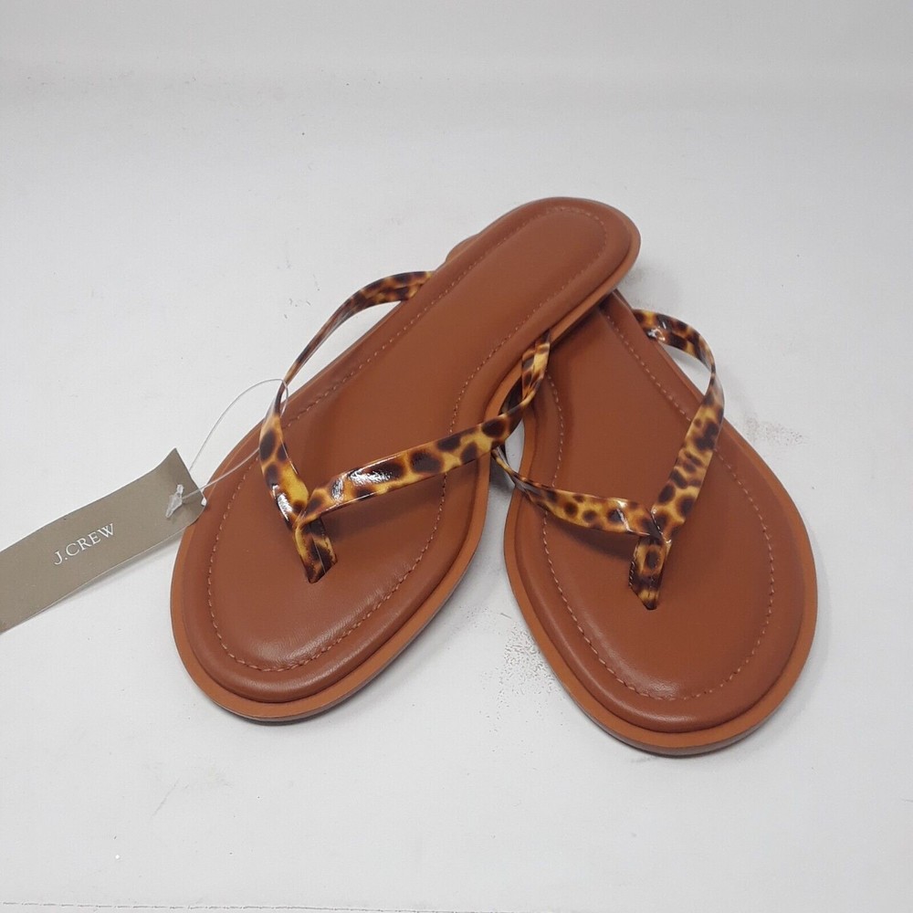 J Crew Womens Sandals Leopard Animal Print Flip Flops Thong Size 8 M - Picture 4 of 8